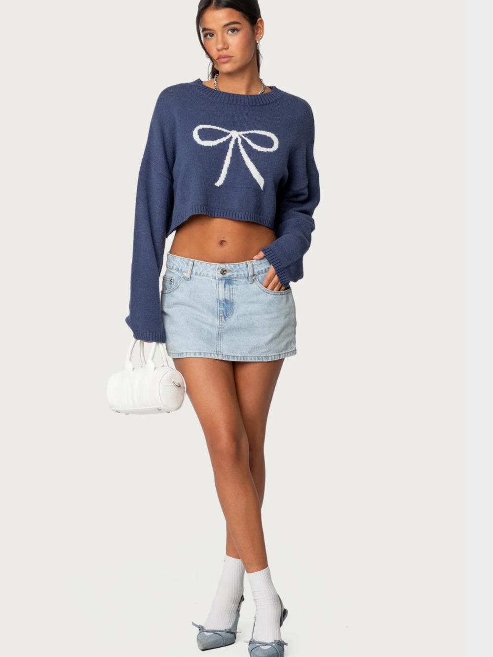 Edikted denim chiara mini skirt. Size XS. - Picture 2 of 5